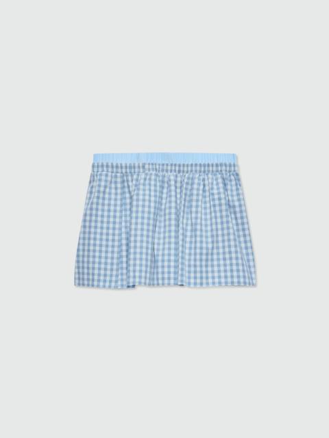 MSGM Light blue micro-check cotton Bermuda shorts with layered skirt
