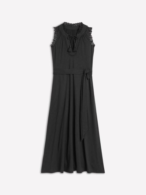BODEN Aria Broderie Trim Midi Dress-Black