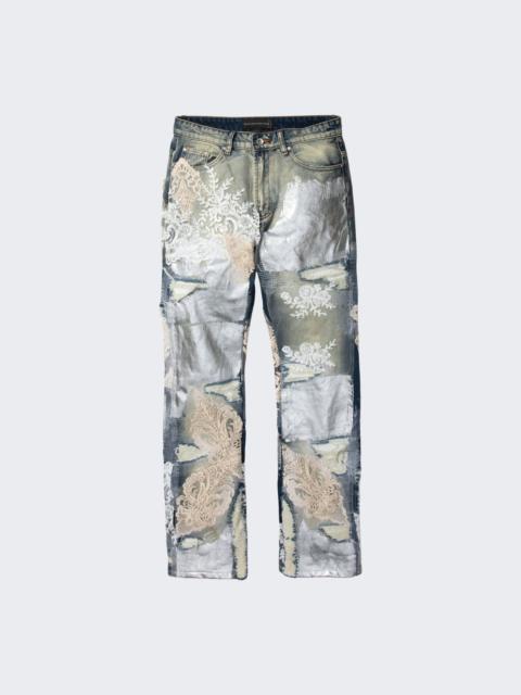 WHO DECIDES WAR Metal Lace Denim Jeans Sky