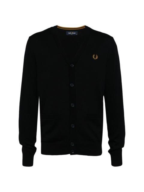 logo-embroidered v-neck cardigan