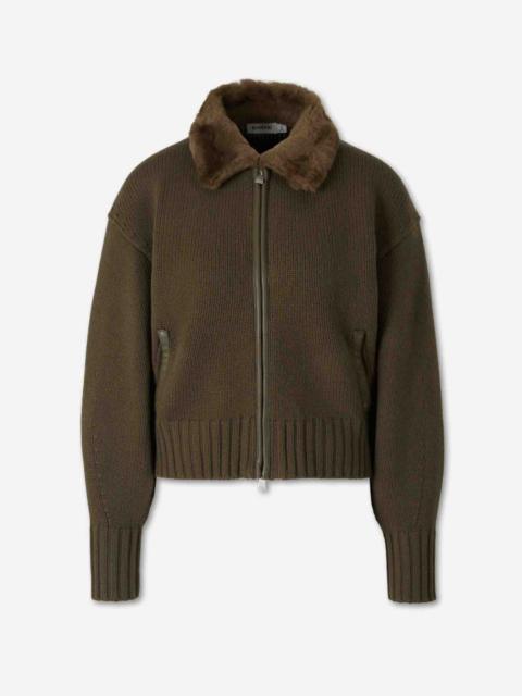 SIMKHAI CARDIGAN WITH FUR COLLAR