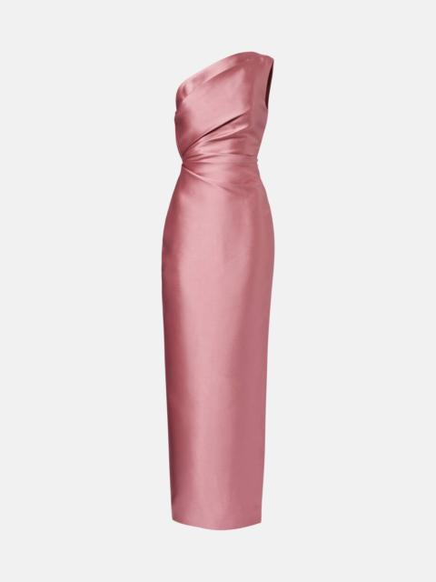 SOLACE LONDON Kira draped one-shoulder satin gown