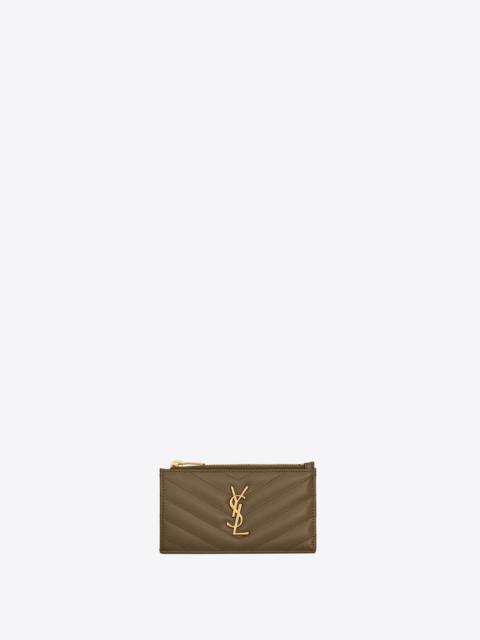 cassandre saint laurent matelassé zipped fragments card case in grain de poudre embossed leather