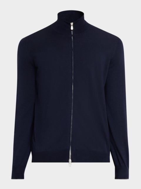 Brunello Cucinelli Men's Fine Gauge Wool and Cashmere Full-Zip Sweater