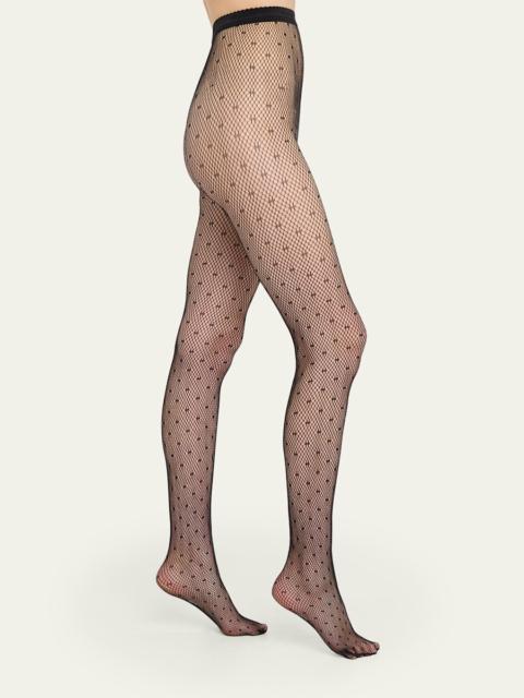 Wolford Dotted Net Polka Dot Mesh Tights