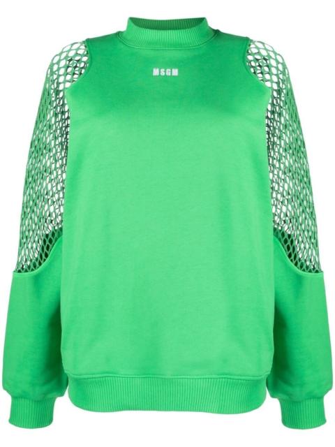 MSGM mesh-detail crew neck sweatshirt