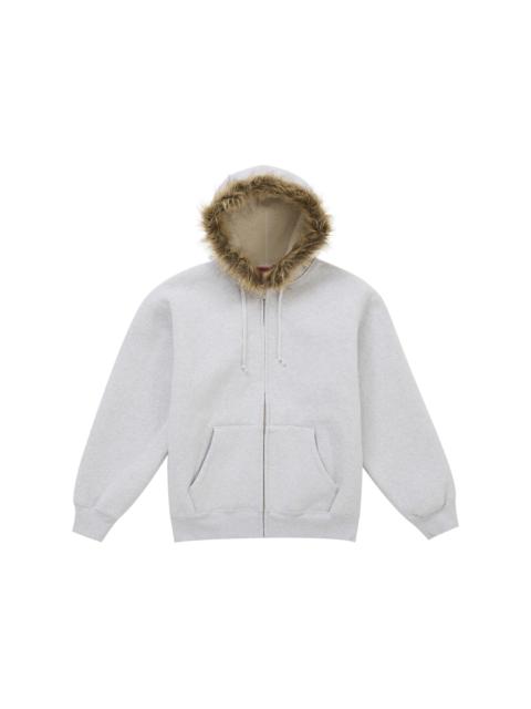Supreme Supreme Faux Fur Zip Up Hooded Sweatshirt Heather Grey