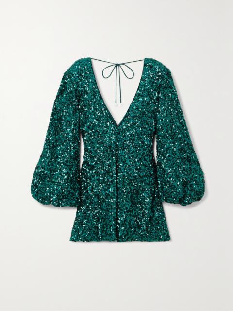 ROTATE Darsie Sequined Stretch Recycled-chiffon Mini Dress