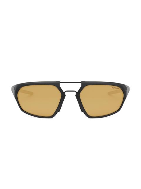 TAG Heuer Men's Line 55MM Geometric Sunglasses - Black Dark Yellow Mirror