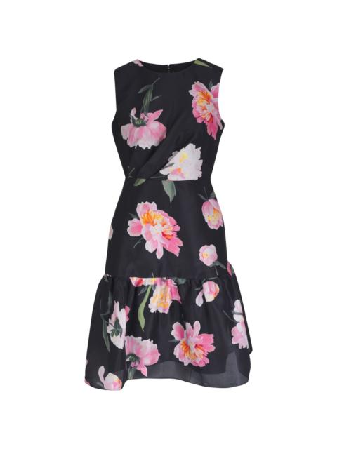 floral-print silk dress