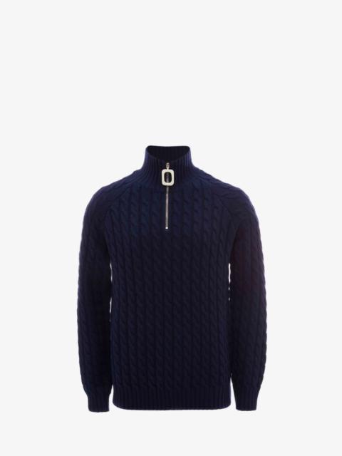 Henley cable-knit jumper