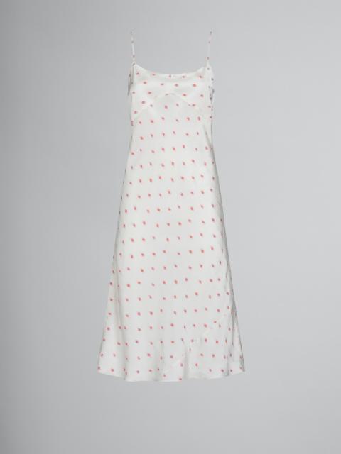 Marni WHITE SLIP DRESS WITH JACQUARD ROSE MOTIF