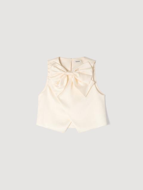 Sandro SATIN BOW CROP TOP