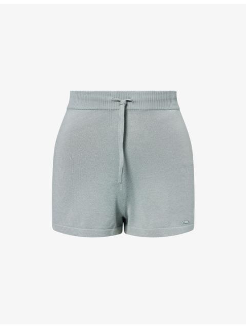 ADANOLA Logo-Plaque Mid-Rise Knit Shorts
