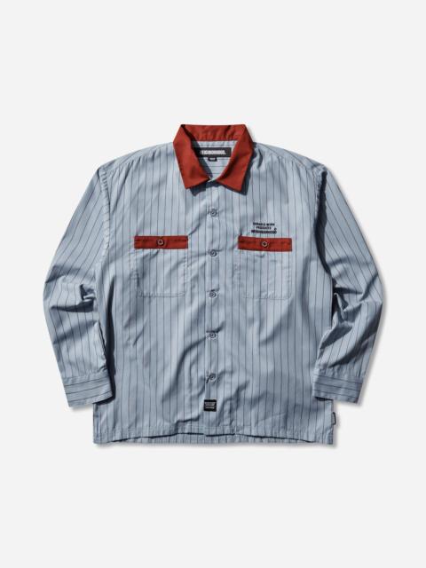 NEIGHBORHOOD Men's Classic Work Stripe Longsleeve Shirt Blue