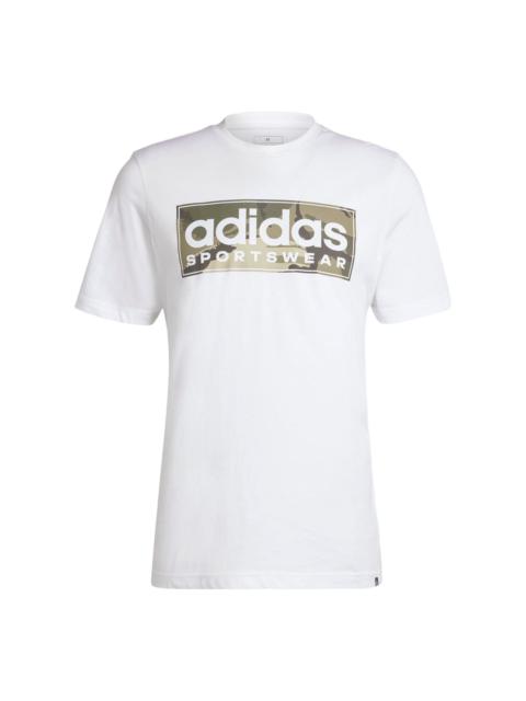 adidas Camo Linear Graphic T-Shirt Asia Sizing 'White' IN6473