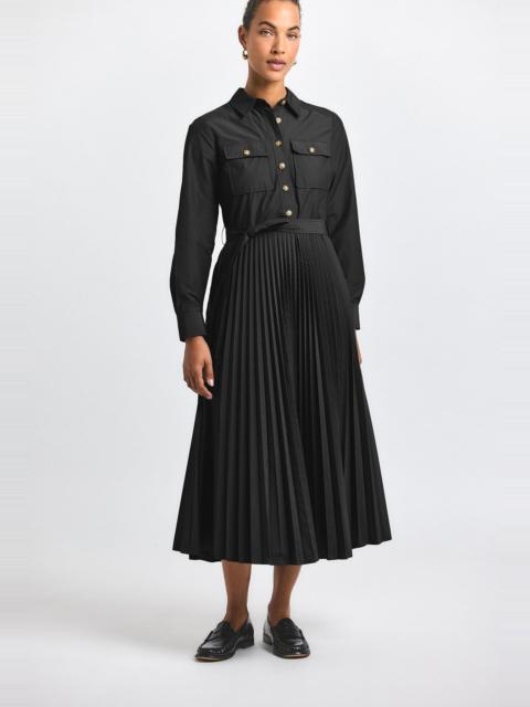 DEREK LAM 10 CROSBY KENZA COTTON POLY POPLIN PLEATED SHIRT DRESS