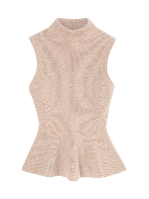 RÓHE Sculptural Knit Wool-Cashmere Top taupe