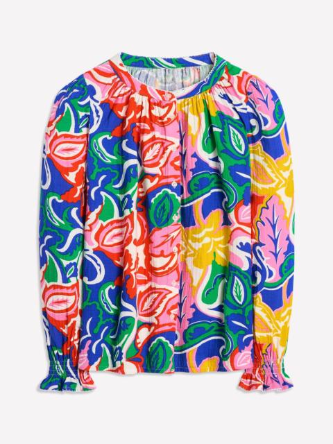 BODEN Evie Double Cloth Top-Multi, Foliage Twirl