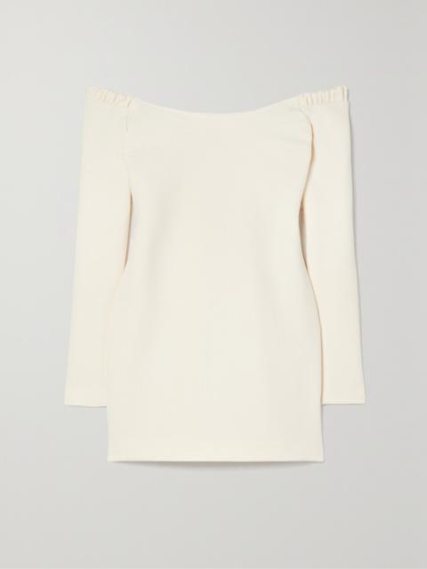 KHAITE Octavia Off-the-shoulder Wool-crepe Mini Dress