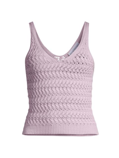 WHITE & WARREN Women's Stretch Cotton Textured Tank Top - Pale Wisteria