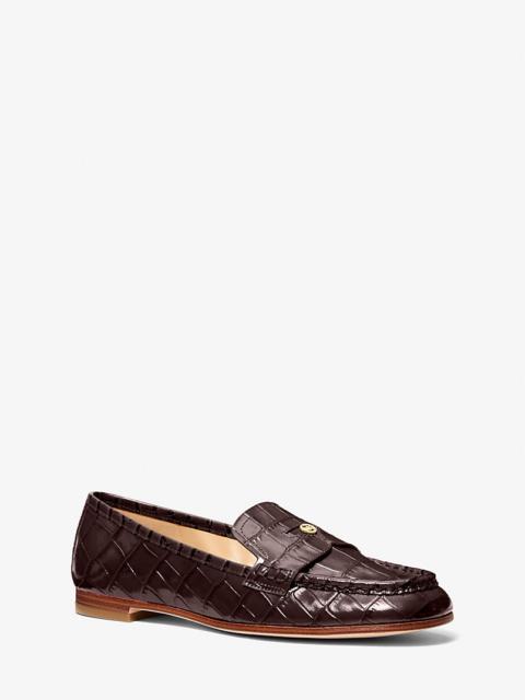 MICHAEL KORS Jennings Crocodile Embossed Leather Loafer