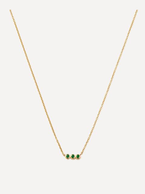 MISSOMA 14ct Gold Fine Emerald Solitaire Trio Pendant Necklace