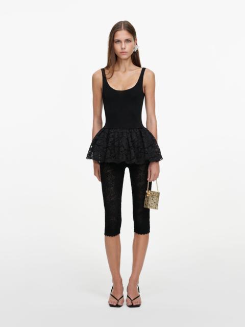 self-portrait Black Peplum Viscose Knit Top