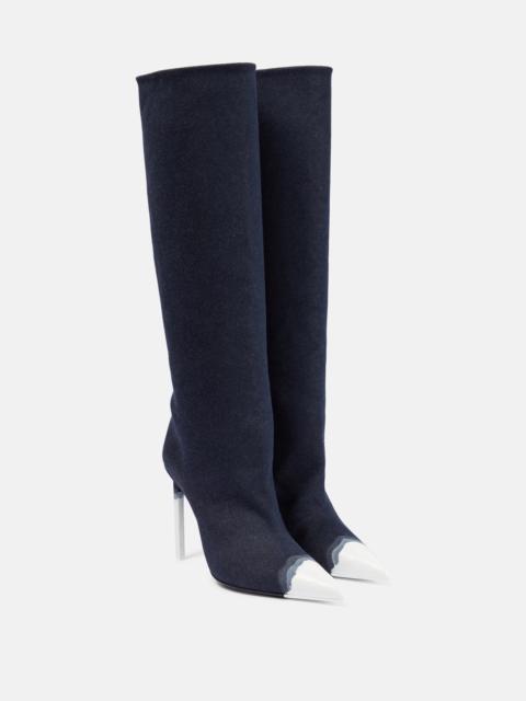 TOM FORD Bleached denim knee-high boots