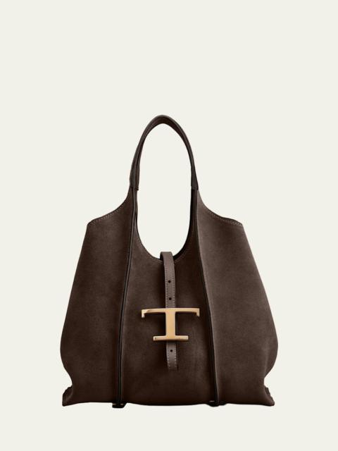 Tod's T Timeless Suede Shopping Tote Bag
