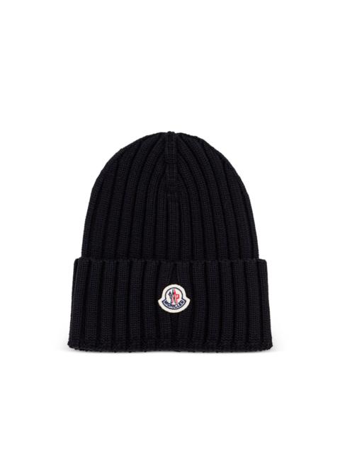 Moncler ribbed logo embroidered beanie
