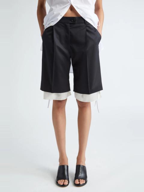 PETER DO Peekaboo Lining Tailored Stretch Wool Shorts in Black/Ivory