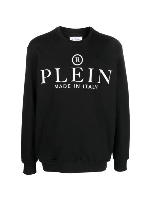 PHILIPP PLEIN logo-print ribbed-knit sweatshirt