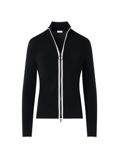 AKRIS Women's Stripe Stretch Wool Zip Cardigan - Black Cream