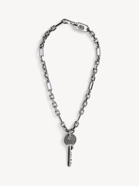 BALENCIAGA Men's Neverlost Thin Necklace in Antique Silver