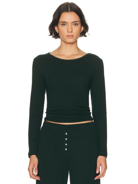 LESET Pointelle Slim Fit Long Sleeve Top