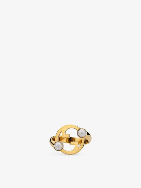 Blondie interlocking-G gold-toned metal and faux-pearl ring