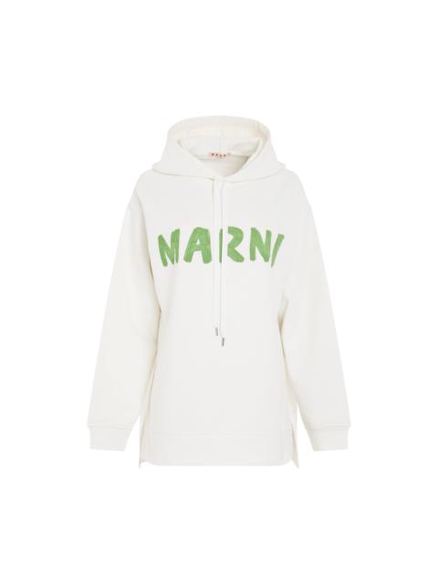 Marni Logo Printed Hoodie in White