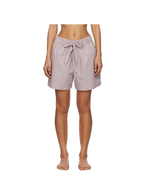 TEKLA Purple & White Poplin Pyjama Shorts