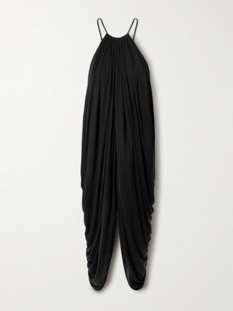 Loewe Embellished Draped Silk Halterneck Midi Dress