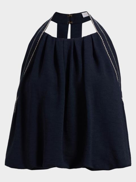 RAMY BROOK Briar Halterneck Embroidered Blouse