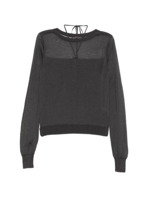 SYSTEM contrast-panel knitted top