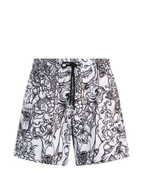 PHILIPP PLEIN elastic-waist swim shorts