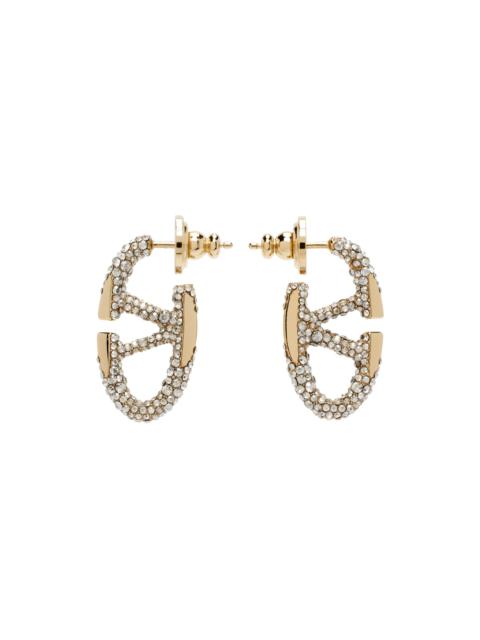 Gold Crystal Logo Earrings