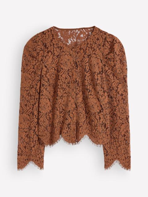 BODEN Lace Puff Sleeve Top-Ginger