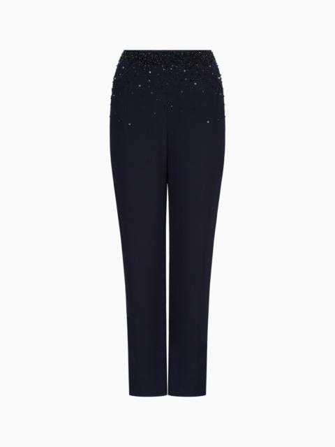GIORGIO ARMANI Embroidered cady straight trousers