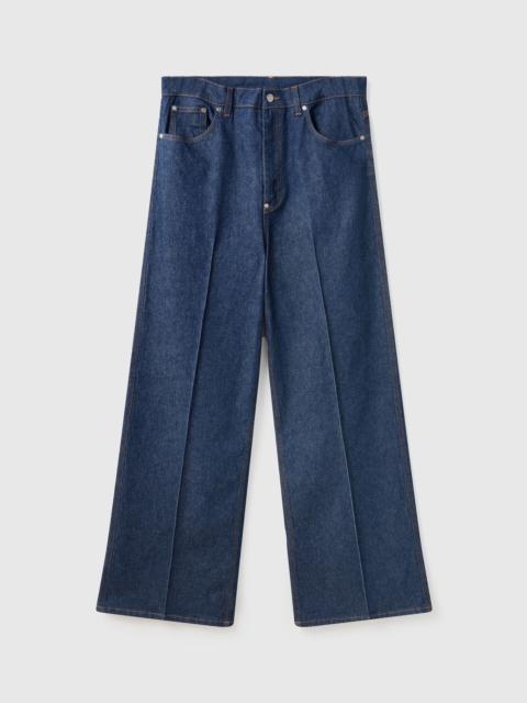 Stella McCartney Center-Pleat Denim Tailored Pants