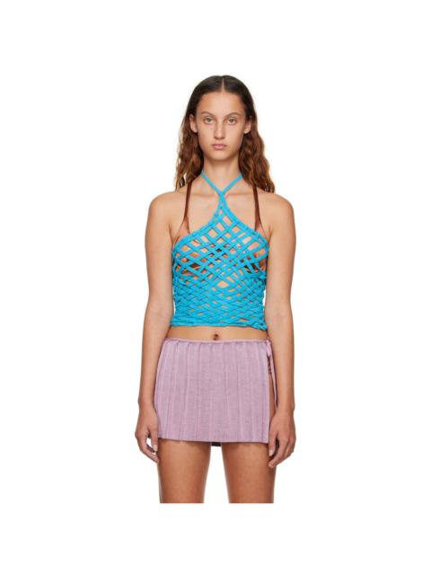 ISA BOULDER Blue Halter Tank Top