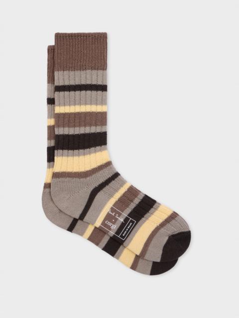 Paul Smith Brown Stripe Merino Wool Socks
