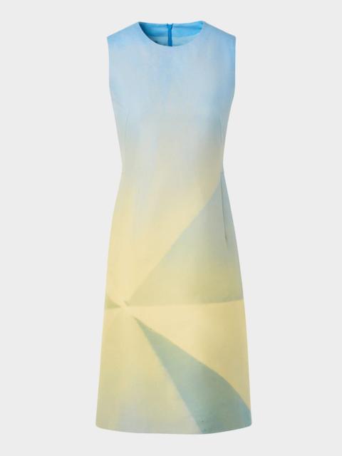 AKRIS Sunbeam Print Silk Sleeveless Dress